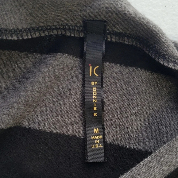 IC by Connie K Blouse Top Women Medium Jersey Knit Gray Black Red Zipper Casual - Picture 4 of 10